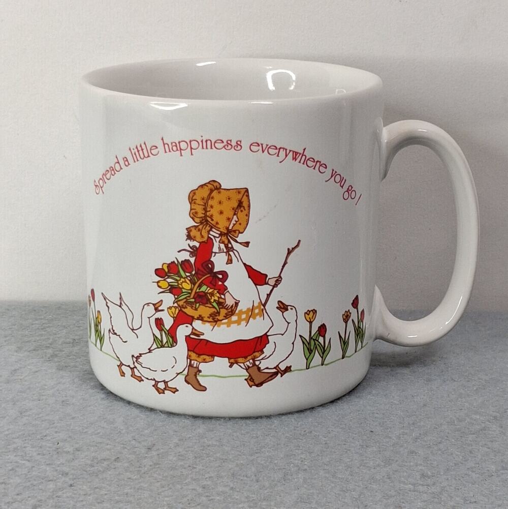 Vintage Holly Hobbie Stoneware Mug Geese Flowers 1984 Japan American Greetings